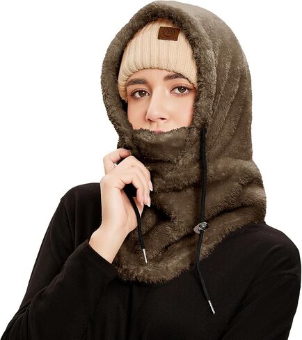 Balaclava Winter Face Mask Cold Weather Ski Mask for Women Wind-Resistant Face Cover Fuzzy Hat Neck Scarf in Saudi Arabia