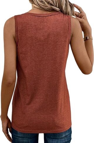 SweatyRocks Women's Half Button V Neck Tank Top Sleeveless Front Pocket Basic Tops in Saudi Arabia