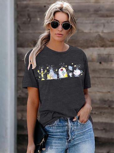 قميص Magic Kingdom للنساء Believe in The Magic T Shirt Fairy Story Tee Castle Graphic بأكمام قصيرة in Kuwait