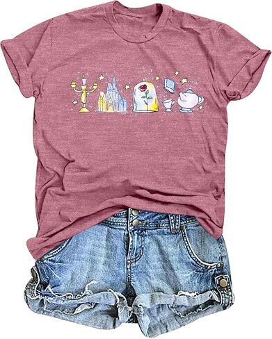 قميص Magic Kingdom للنساء Believe in The Magic T Shirt Fairy Story Tee Castle Graphic بأكمام قصيرة in Kuwait