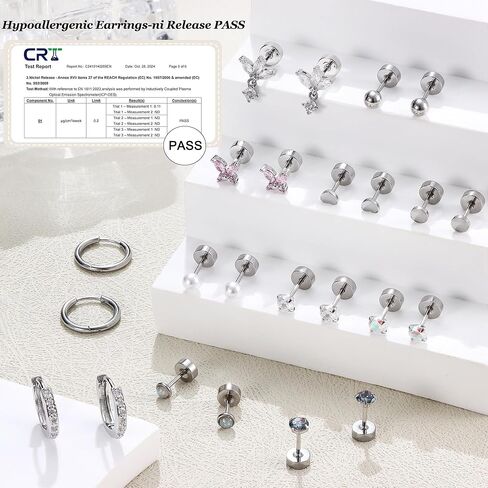 12 Pairs Flat Back Earrings for Women Conch Helix Cartilage Hoop Earrings Stainless Steel Earrings Set for Multiple Piercing 18K Gold Plated Opal Ball CZ Flat Back Stud Earrings in Kuwait