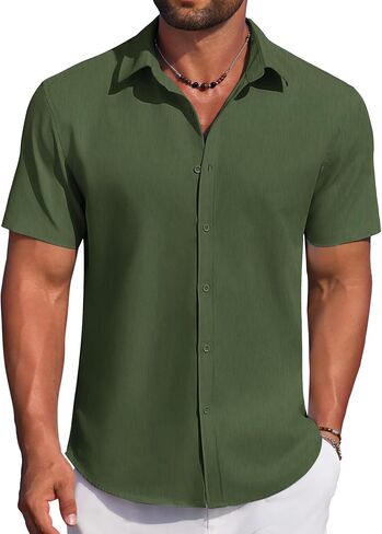 COOFANDY Men's Short Sleeve Casual Button Down Shirts Summer Untucked Dress Shirts in Saudi Arabia