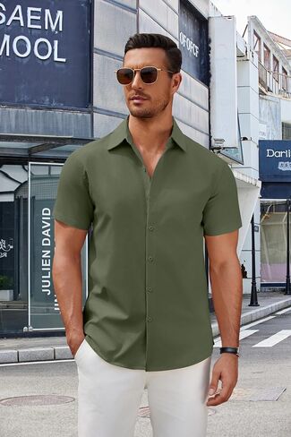 COOFANDY Men's Short Sleeve Casual Button Down Shirts Summer Untucked Dress Shirts in Saudi Arabia