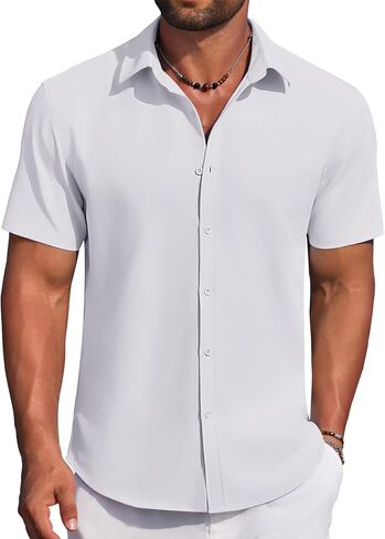 COOFANDY Men's Short Sleeve Casual Button Down Shirts Summer Untucked Dress Shirts in Saudi Arabia