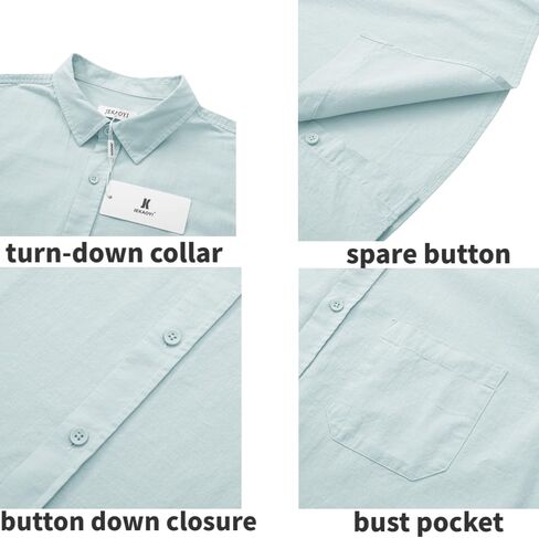 Mens Casual Linen Button Down Short Sleeve Shirts Beach Summer Spread Collar Pocket Tops in Saudi Arabia