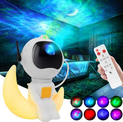 Astronaut Galaxy Projector, 2 in 1 Galaxy Projector for Bedroom with Moon Lamp, Star Projector Galaxy Light with 8 Nebula Effects, Timer & Remote Control, Space Projector for Kids Christmas in Saudi Arabia