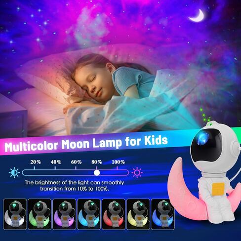 Astronaut Galaxy Projector, 2 in 1 Galaxy Projector for Bedroom with Moon Lamp, Star Projector Galaxy Light with 8 Nebula Effects, Timer & Remote Control, Space Projector for Kids Christmas in Saudi Arabia