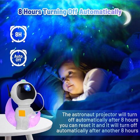 Astronaut Galaxy Projector, 2 in 1 Galaxy Projector for Bedroom with Moon Lamp, Star Projector Galaxy Light with 8 Nebula Effects, Timer & Remote Control, Space Projector for Kids Christmas in Saudi Arabia