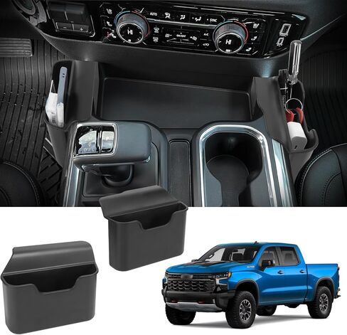 منظم وحدة التحكم المركزية متوافق مع 2022-2024 Chevy Silverado/GMC Sierra 1500 و2500/ 3500HD صندوق تخزين جانبي معلق ملحقات داخلية - تناسب فقط وحدة التحكم الكاملة مع مقاعد دلو in Kuwait