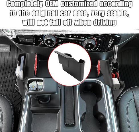 منظم وحدة التحكم المركزية متوافق مع 2022-2024 Chevy Silverado/GMC Sierra 1500 و2500/ 3500HD صندوق تخزين جانبي معلق ملحقات داخلية - تناسب فقط وحدة التحكم الكاملة مع مقاعد دلو in Kuwait