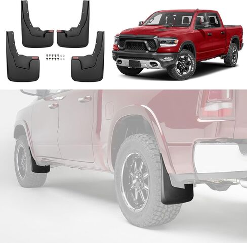 اللوحات الطينية لـ 2019-2024 دودج رام 1500 (نمط الجسم الجديد) مع مشاعل حاجز OEM، مجموعة ملحقات واقيات الطين الأمامية والخلفية للشاحنة (4 قطع) in Kuwait
