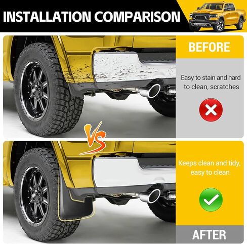 اللوحات الطينية لـ 2019-2024 دودج رام 1500 (نمط الجسم الجديد) مع مشاعل حاجز OEM، مجموعة ملحقات واقيات الطين الأمامية والخلفية للشاحنة (4 قطع) in Kuwait