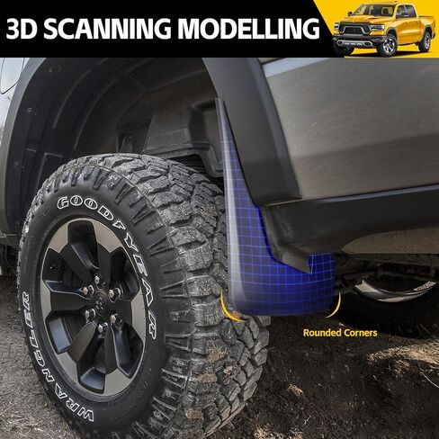 اللوحات الطينية لـ 2019-2024 دودج رام 1500 (نمط الجسم الجديد) مع مشاعل حاجز OEM، مجموعة ملحقات واقيات الطين الأمامية والخلفية للشاحنة (4 قطع) in Kuwait