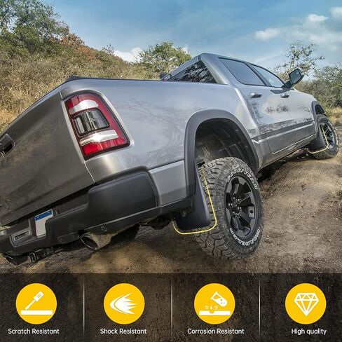 اللوحات الطينية لـ 2019-2024 دودج رام 1500 (نمط الجسم الجديد) مع مشاعل حاجز OEM، مجموعة ملحقات واقيات الطين الأمامية والخلفية للشاحنة (4 قطع) in Kuwait