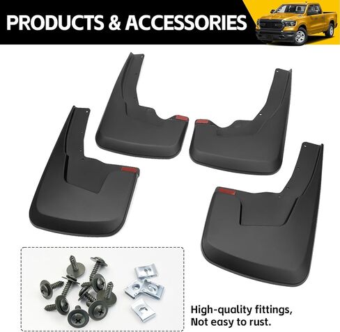 اللوحات الطينية لـ 2019-2024 دودج رام 1500 (نمط الجسم الجديد) مع مشاعل حاجز OEM، مجموعة ملحقات واقيات الطين الأمامية والخلفية للشاحنة (4 قطع) in Kuwait