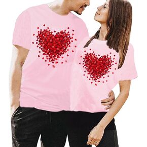 Valentine's Day Matching Couples T Shirts Love Heart Print Graphic Tees Husband Wife Valentine Shirt Tops in Kuwait