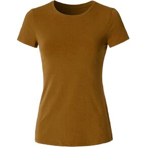 Women's Crewneck Short Sleeve Slim Fitted T-Shirt Solid Basic Tee Stretchy Casual Top in Kuwait