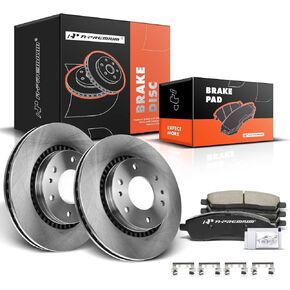 A-Premium 11.89 inch (302mm) Front Vented Disc Brake Rotors + Ceramic Pads kit Compatible with Select Chevy, Buick, GMC and Isuzu Models - Trailblazer 06-09, Rainier 06-07, Envoy 06-09, Ascender 06-08