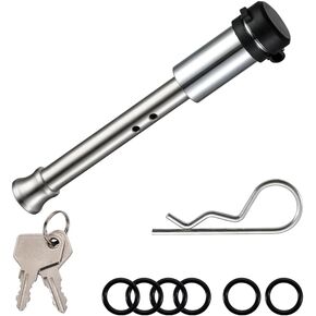 TOPSHINE Trailer Hitch Lock Stainless Steel, 5/8" Dia 4" Long Receiver Pin Lock with Rubber O-Rings and Clip (1 Pack)