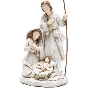 Hodao 7.5 INCH Holy Family Figurines Nativity Sets for Christmas Indoor Polyresin Nativity Sets Christmas Holiday Giftware Sculpted Hand-Painted Nativity Figure Religious Statues (Walking Stick)