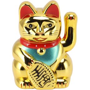 Lucky Cat Waving Arm, Solar Powered Cute Waving Cat with Double Sided Sticker, Wealth Fortune Cat for Home Office Display Feng Shui Decor