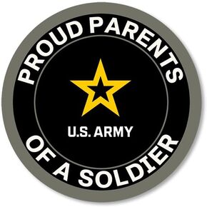 Round Proud Parents [Plural] of a Soldier Sticker (US Army Family Member Decal, United States Vinyl Logo (3 inch) U.S. Army Licensed