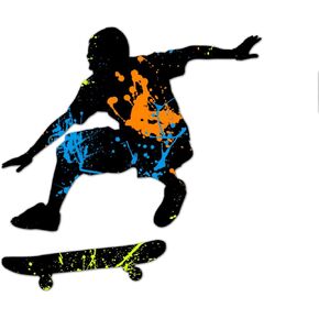 Decal Serpent Skateboarder Paint Splatter Color Vinyl Sports Car Laptop Sticker - 6"