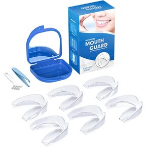 Mouth Guard for Grinding Teeth at Night 6 Pack (One Size), Night Guards for Teeth Grinding, Moldable Bite Guard for Teeth Clenching Nighttime with Mirror
