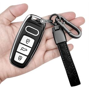 Sindeda for Audi Key Fob Cover with Keychain Soft Full Protection Key Shell Key Case Compatible with Audi A6L A6 A7 A8 Q7 Q8 E-Tron 2018-2022 A3 S3 S6 SQ7 RS6 S7 RS7 (Pink)