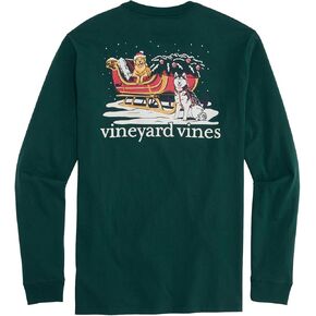 vineyard vines Men's Sleigh Dogs Long-Sleeve Pocket Tee