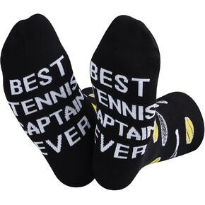 ZJXHPO Tennis Coach Crew Sock Best Tennis Captain Ever Novelty Sock Tennis Captain Appreciation Gift Tennis Team Gift