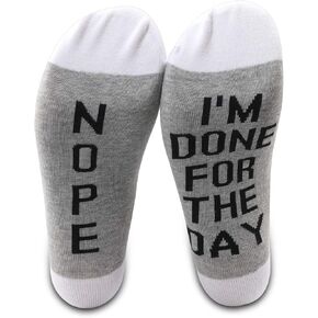 PXTIDY 2 PAIRS Funny Novelty Socks Tired Lazy Friend Gift Nope I'm Done For The Day Crew Socks Have A Good Day Gift
