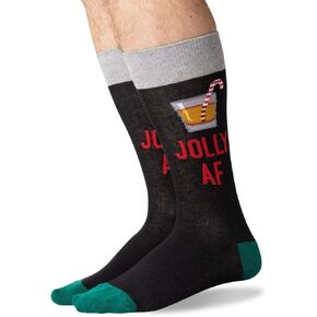 Hot Sox Mens Jolly AF Socks, Black, 1 Pair, Mens Shoe 6-12.5