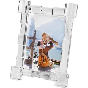 5x7Inch Crystal Picture Photo Frame,Striped Diamond Crystal Craft,Crystal Wedding Frame of Keepsake Photo Frames, Tabletop Display Decor Frame, Clear with Gift Box