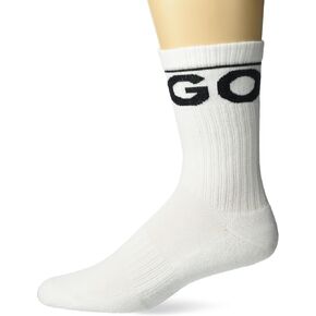 HUGO Men's 2-Pack Square Logo Ribbed Cotton Socks