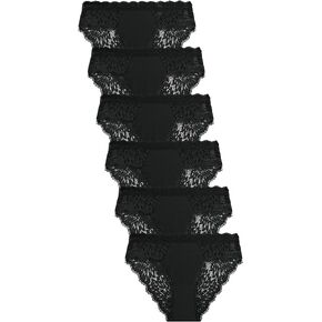 ALL OF ME Sexy Underwear for Women Lace Bikini Panties Low Rise Cotton Hipster Stretch Ladies Cheeky Panty 6 Pack