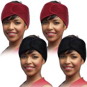 Haysandy Hairband, 4 Pieces Mesh Hair Wrap for Black Women - Face Wash Makeup Hair Accessories Headbands (Black, Wine Red, Khaki, Light Green)