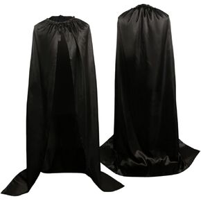 Black Cape Men No Hood Hero Robe Adult Cosplay Knight Cloak Capes Full Length Halloween Party Costume