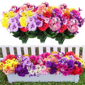 Hotop 10 Colors Artificial Pansies Flowers for Outdoor Fake Pansy Faux Plastic Flowers for Garden Balcony Home Wedding Indoor Outdoor Decor(20 Pcs)