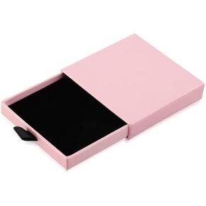 Small Gift Boxes for Jewelry, 2Pcs Pink Jewelry Gift Boxes for Valentine's Day, Cardboard & Kraft Square Earring Box