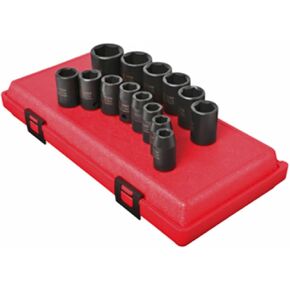 SUNEX TOOLS 2652 14 Piece 1/2-Inch Drive Standard Metric 6 Point Impact Socket Set