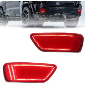 Rear LED Side Marker Lights for 2011-2021 Je-ep Grand Cherokee, 2013-2017 Patriot, 2011-2020 Dodge Journey, Je-ep Smoked Lens Side Bumper Reflector Lights, Red LED Lamps, 2 PCS