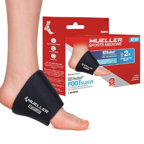 MUELLER Sports Medicine EZ Relief Foot Compression Sleeve, Foot Pain Relief Support for Men and Women, Ideal for Pain & Swelling, Hot & Cold Reusable Gel, Black, One Size