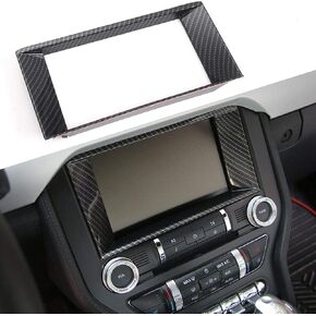 RT-TCZ Carbon Fiber Dashboard GPS 8-inch Navigation Panel Frame Bezel Trim Cover Interior Accessories for Ford Mustang 2015 2016 2017 2018 2019 2020 2021 2022