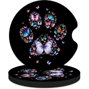 Car Coasters for Cup Holders, 2 Pack Anti Slip Universal Rubber Car Cup Coaster for Women Men, Car Interior Accessories - Black Gold Leopard Print in Kuwait