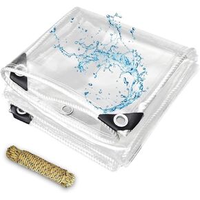 4' X 6' Clear Tarps Heavy Duty Waterproof PVC Vinyl 14 Mil Thick, Glass Tarpaulin with Metal Grommets, Protects Against Water, Tear, Cold Weather Resistan for Greenhouse Balcony Garden