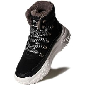 Black Winter Boots for Women,Snow Boots Warm Hiking Sneakers,Waterproof Lightweight Outdoor Shos