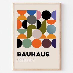Bauhaus Canvas Wall Art Mid Century Modern Prints Abstract Boho Art Prints Modern Geometric Abstract Minimalist Wall Art Bauhaus Exhibition Poster Bauhaus Minimalist Geometric Art 16x24in No Frame