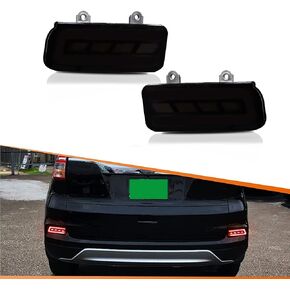 ADIIL Red LED Lens Bumper Reflector Tail Brake Lights Sequential Turn Signal Rear Fog Lights Kit Compatible with 2015-2016 Honda CRV CR-V
