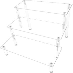 Acrylic Display Risers,Clear Display Risers Stand Small Mini Shelf 3 Tiered Cupcake Stand for Food Desserts Stand Shelves for Party Perfume Organizer Toys Figures Collections Cosmetic Products Tabletop Use